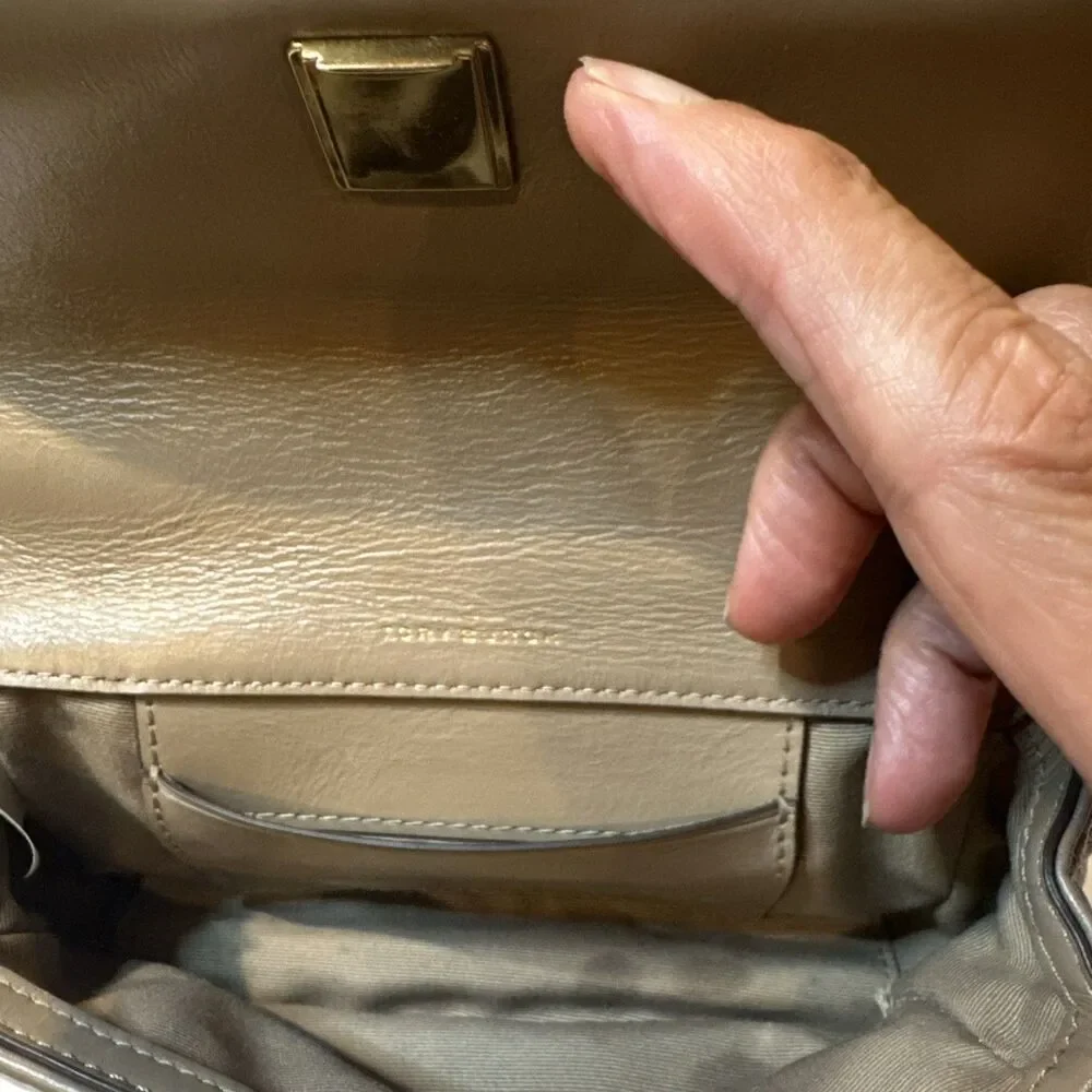 Tory Burch Small Kira Diamond Quilted Convertible Leather Shoulder Bag Taupe Oak